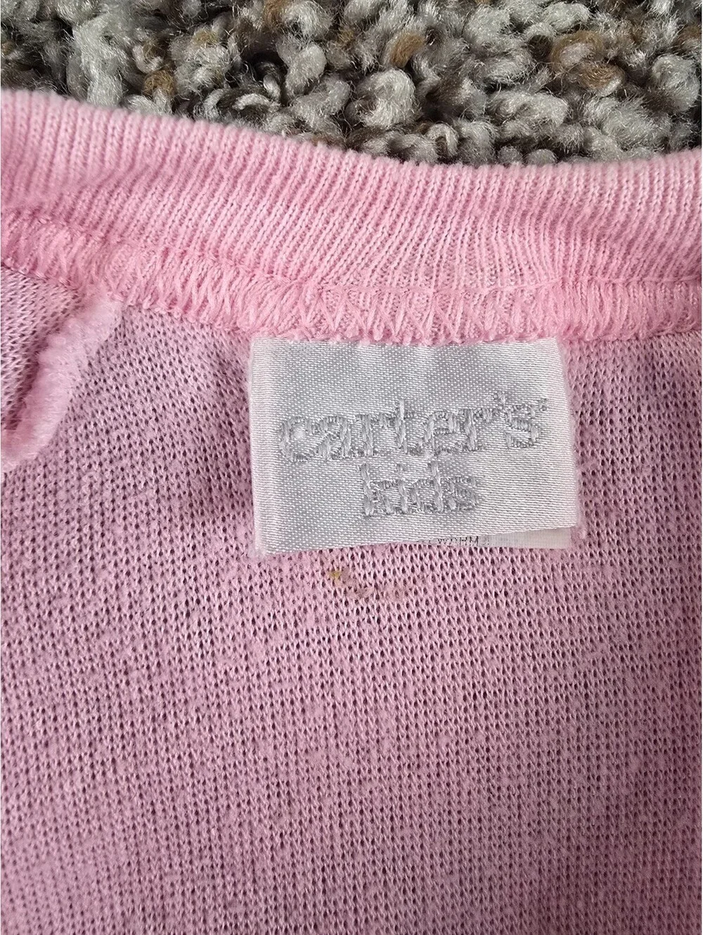 Vtg Carters Baby Girls Sz 0-6M Fleece Footed Pajama Romper Light Pink